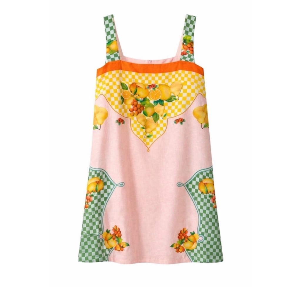 NWT Antonio Melani Eliana Printed Linen Square Neck Dress Size XL